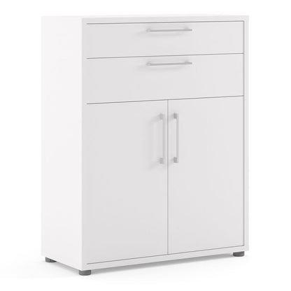 Prima Bookcase 1 Shelf With 2 Drawers And 2 Doors In White - UK