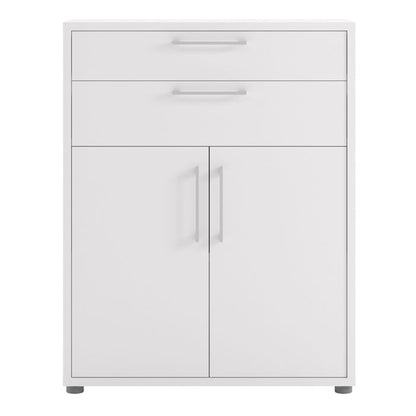Prima Bookcase 1 Shelf With 2 Drawers And 2 Doors In White - UK