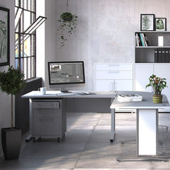 Prima Bookcase 1 Shelf With 2 Drawers And 2 Doors In White - UK