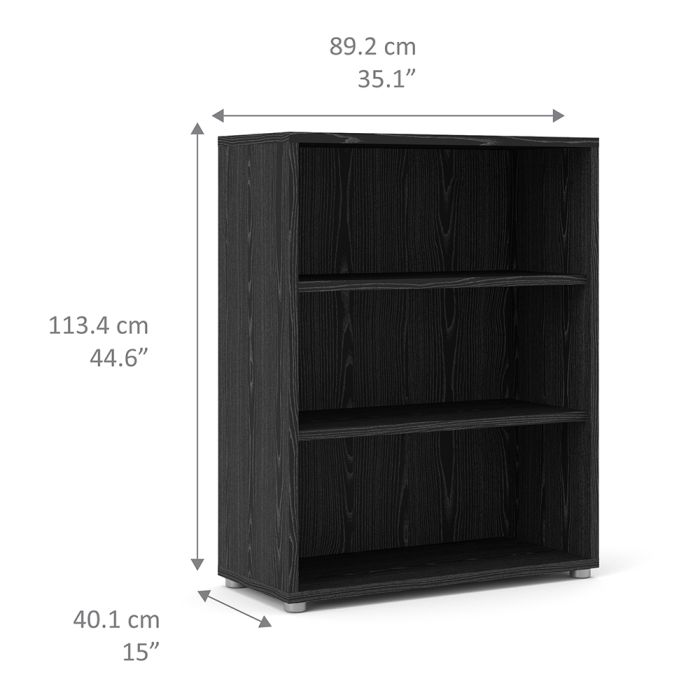 Prima Bookcase 2 Shelves in Black woodgrain - UK