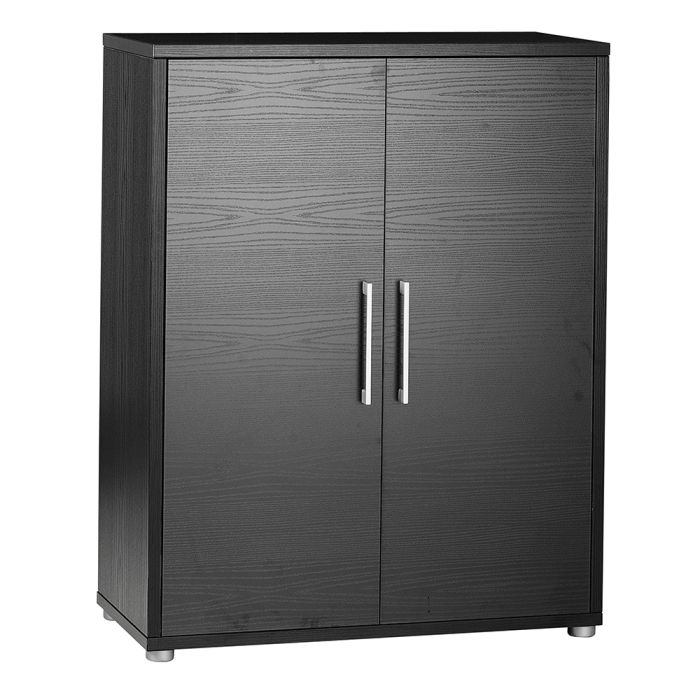 Prima Bookcase 2 Shelves with 2 Doors in Black woodgrain - UK