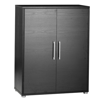Prima Bookcase 2 Shelves with 2 Doors in Black woodgrain - UK