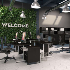 Prima Bookcase 2 Shelves with 2 Doors in Black woodgrain - UK - Furniture One Shop