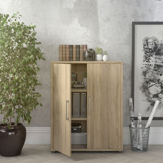 Prima Bookcase 2 Shelves with 2 Doors in Oak - UK