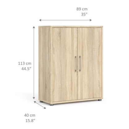 Prima Bookcase 2 Shelves with 2 Doors in Oak - UK