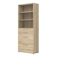 Prima Bookcase 2 Shelves With 2 Drawers + 2 File Drawers In Oak - UK