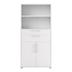 Prima Bookcase 2 Shelves With 2 Drawers And 2 Doors In White - UK