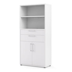 Prima Bookcase 2 Shelves With 2 Drawers And 2 Doors In White - UK