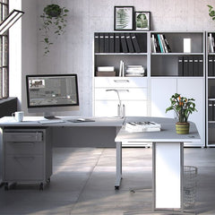 Prima Bookcase 2 Shelves With 2 Drawers And 2 Doors In White - UK