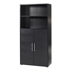 Prima Bookcase 3 Shelves with 2 Doors in Black woodgrain - UK - Furniture One Shop