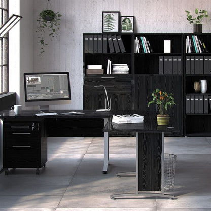 Prima Bookcase 3 Shelves with 2 Doors in Black woodgrain - UK