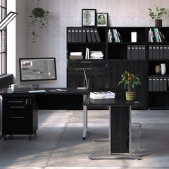 Prima Bookcase 3 Shelves with 2 Doors in Black woodgrain - UK - Furniture One Shop