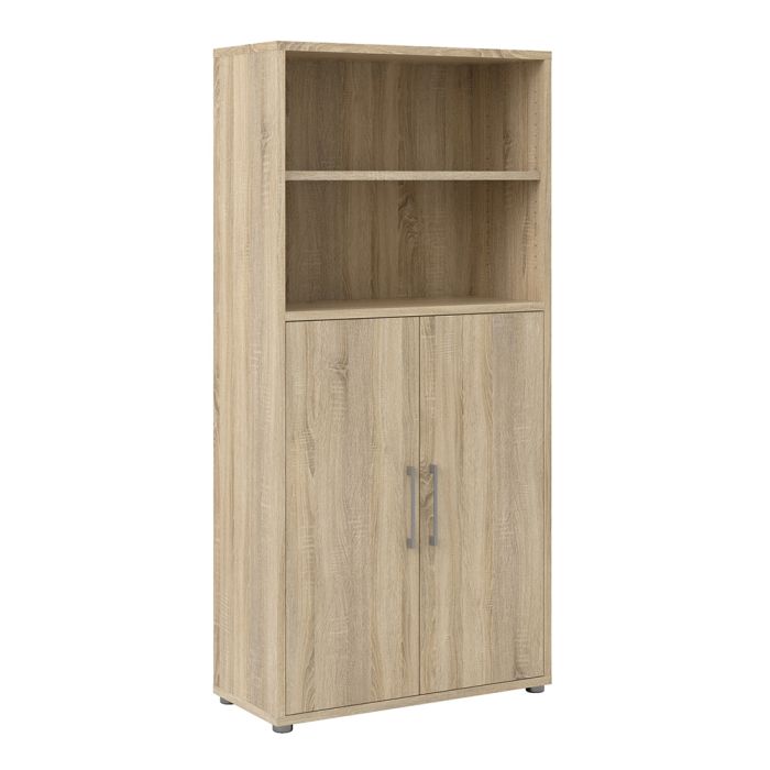 Prima Bookcase 3 Shelves with 2 Doors in Oak - UK