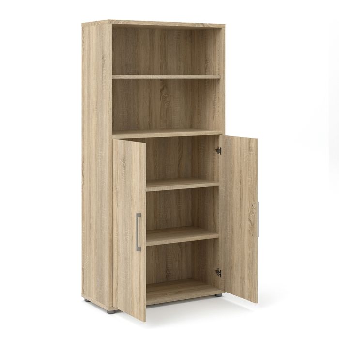 Prima Bookcase 3 Shelves with 2 Doors in Oak - UK