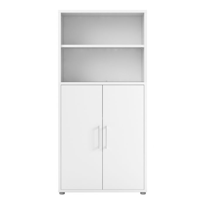 Prima Bookcase 3 Shelves with 2 Doors in White - UK