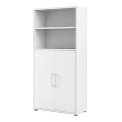 Prima Bookcase 3 Shelves with 2 Doors in White - UK