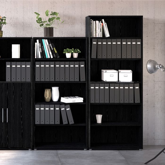 Prima Bookcase 4 Shelves in Black woodgrain - UK