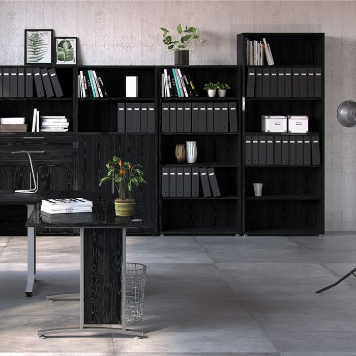 Prima Bookcase 4 Shelves in Black woodgrain - UK