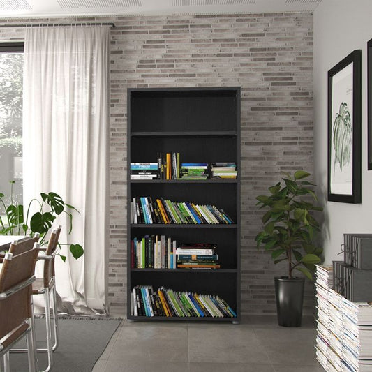 Prima Bookcase 4 Shelves in Black woodgrain - UK