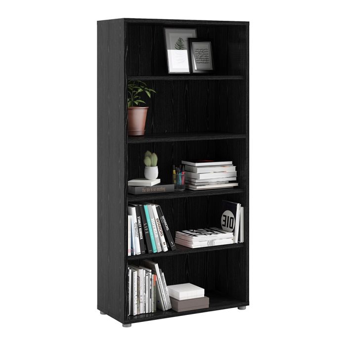 Prima Bookcase 4 Shelves in Black woodgrain - UK