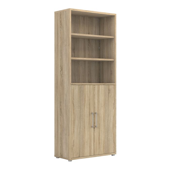 Prima Bookcase 4 Shelves with 2 Doors in Oak - UK