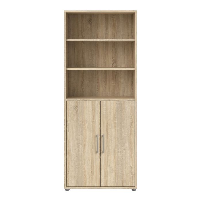 Prima Bookcase 4 Shelves with 2 Doors in Oak - UK