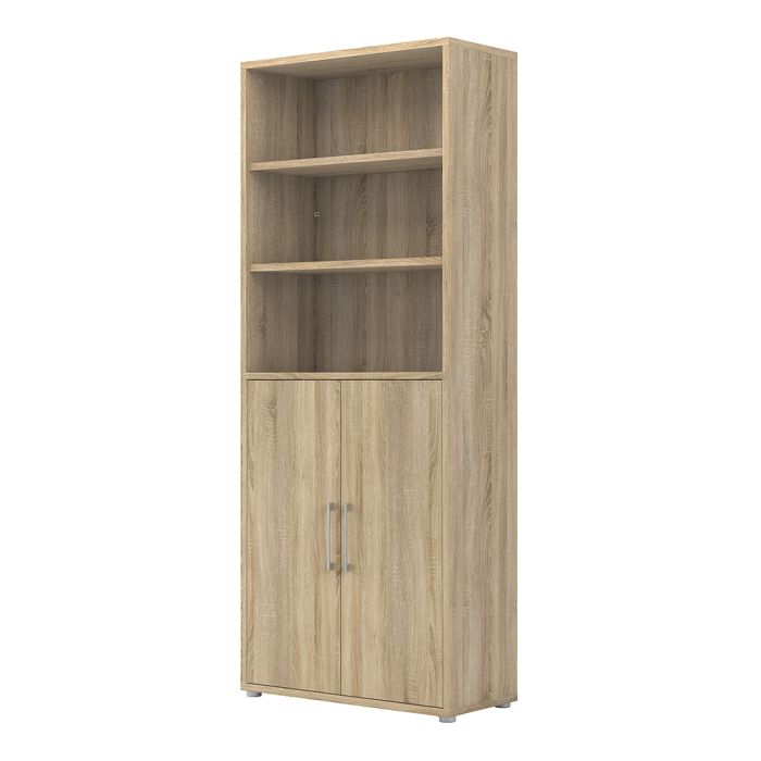 Prima Bookcase 4 Shelves with 2 Doors in Oak - UK