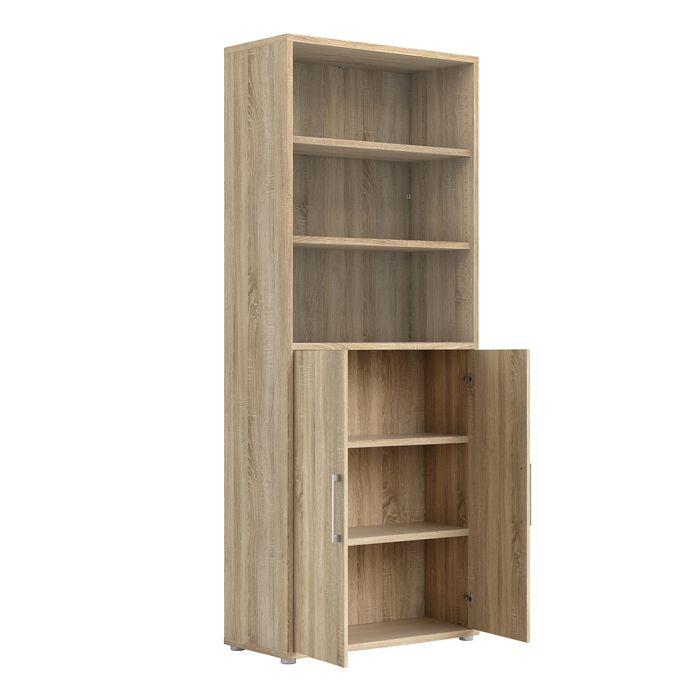 Prima Bookcase 4 Shelves with 2 Doors in Oak - UK