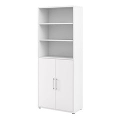 Prima Bookcase 4 Shelves with 2 Doors in White - UK