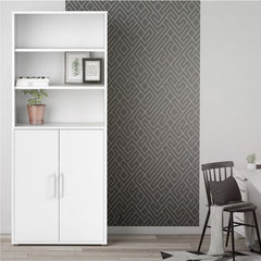Prima Bookcase 4 Shelves with 2 Doors in White - UK