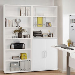 Prima Bookcase 4 Shelves with 2 Doors in White - UK