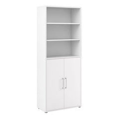 Prima Bookcase 4 Shelves with 2 Doors in White - UK