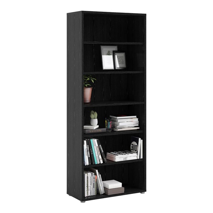 Prima Bookcase 5 Shelves in Black woodgrain - UK