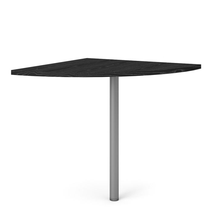 Prima Corner desk top in Black woodgrain with Silver grey steel legs - UK