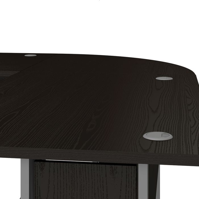 Prima Corner desk top in Black woodgrain with Silver grey steel legs - UK