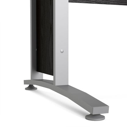 Prima Desk 120 cm in Black woodgrain with Silver grey steel legs - UK