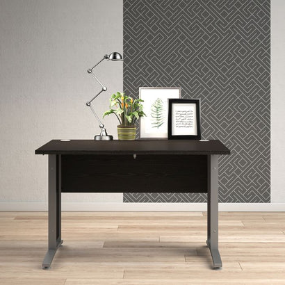 Prima Desk 120 cm in Black woodgrain with Silver grey steel legs - UK - Furniture One Shop