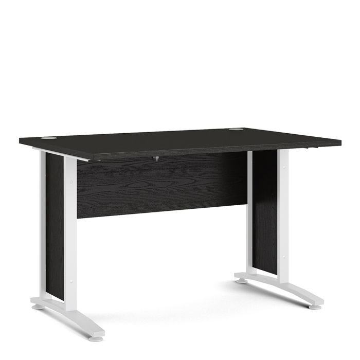 Prima Desk 120 cm in Black woodgrain with White legs - UK