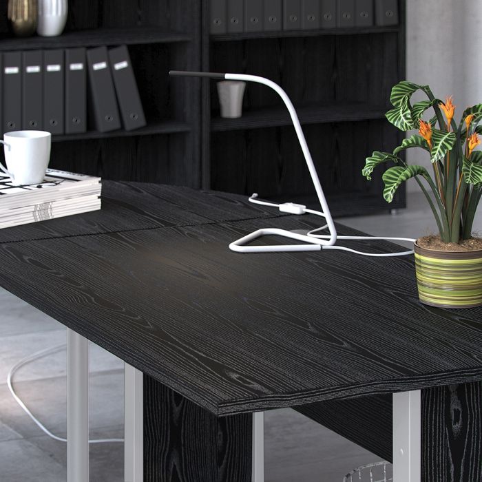 Prima Desk 120 cm in Black woodgrain with White legs - UK