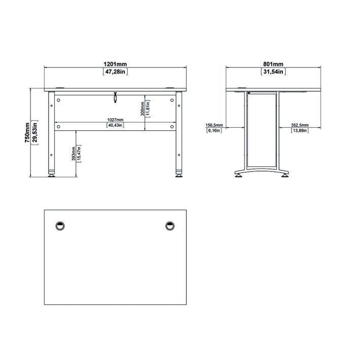 Prima Desk 120 cm in Oak with White legs - UK