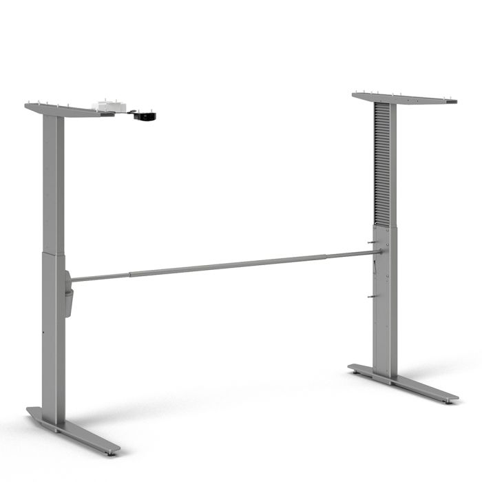 Prima Desk 150 cm in Oak with Height adjustable legs with electric control in Silver grey steel - UK