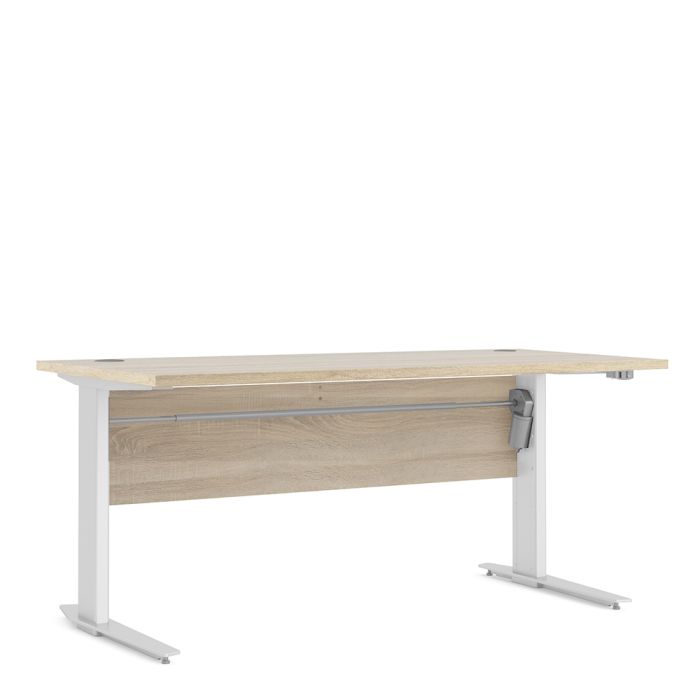 Prima Desk 150 cm in Oak with Height adjustable legs with electric control in White - UK