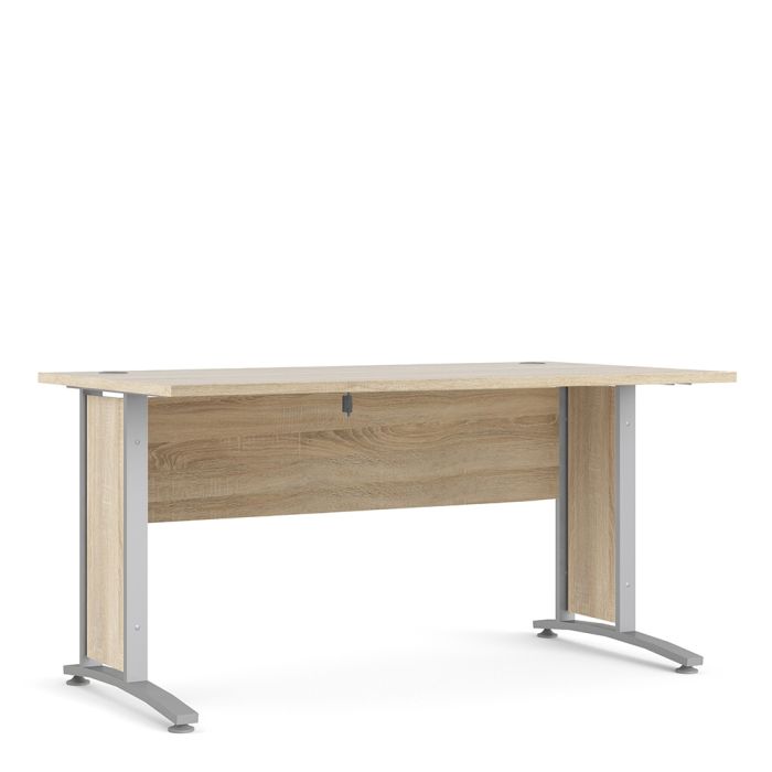 Prima Desk 150 cm in Oak with Silver grey steel legs - UK