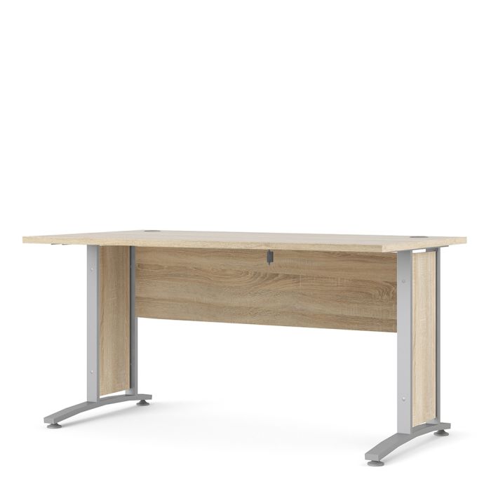 Prima Desk 150 cm in Oak with Silver grey steel legs - UK