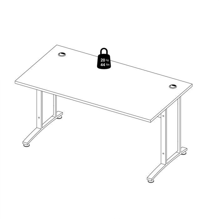 Prima Desk 150 cm in Oak with Silver grey steel legs - UK