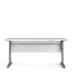 Prima Desk 150 cm in White with Height adjustable legs with electric control in Silver grey steel - UK