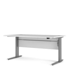Prima Desk 150 cm in White with Height adjustable legs with electric control in Silver grey steel - UK