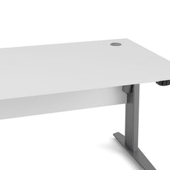 Prima Desk 150 cm in White with Height adjustable legs with electric control in Silver grey steel - UK