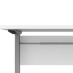 Prima Desk 150 cm in White with Height adjustable legs with electric control in Silver grey steel - UK