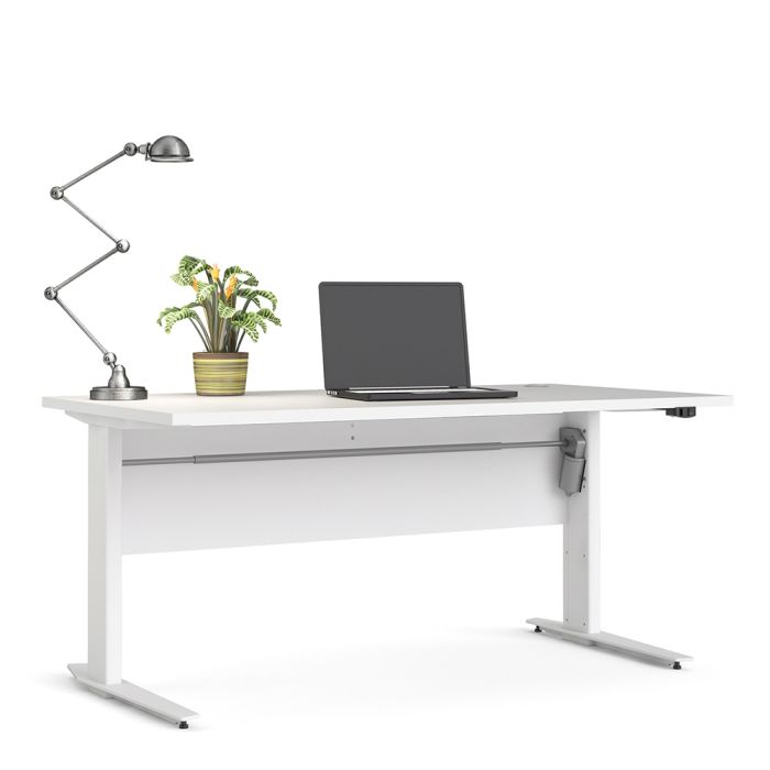 Prima Desk 150 cm in White with Height adjustable legs with electric control in White - UK